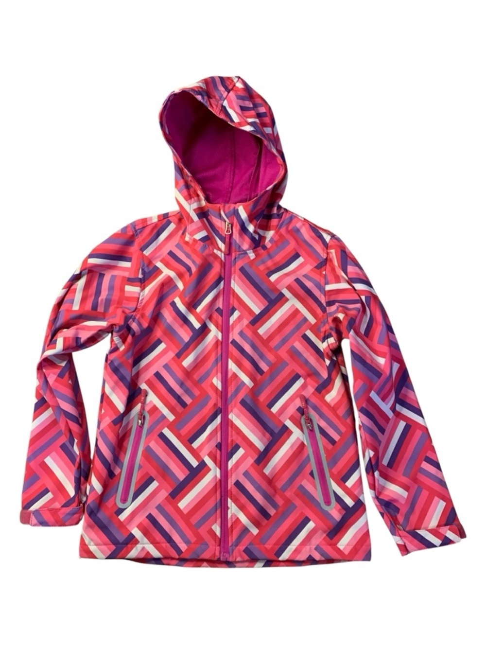 Top & Sky Kids Geometric Hooded Windbreaker Jacket - Size 140 (9-10Y)